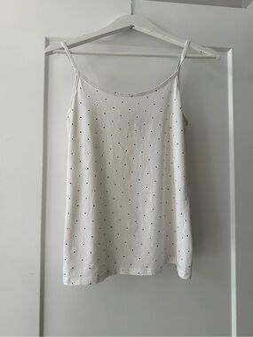 NEW White Polka Dot Spaghetti Strap Women's Tank Top Size L